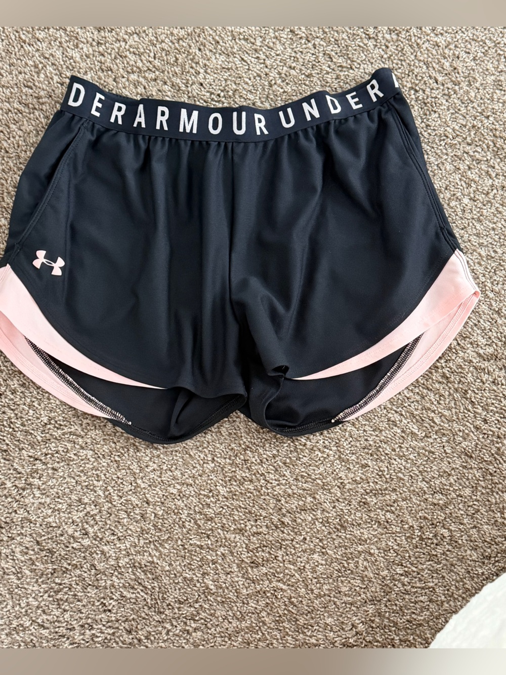 Under Armour Black Athletic Shorts with Light Pink Accents